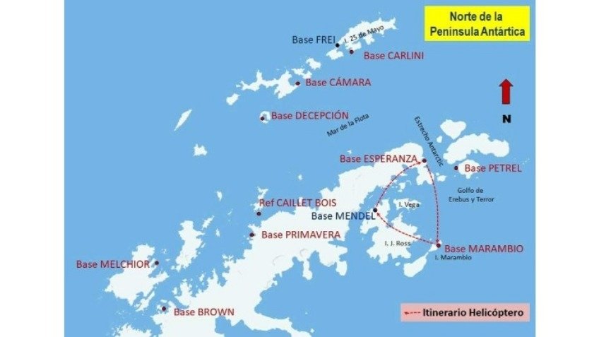 Militares argentinos rescataron a 13 científicos checos en la Antártida